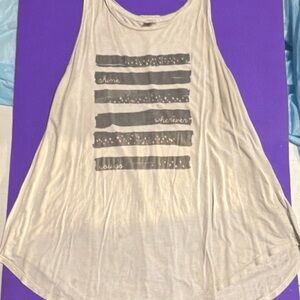 Old Navy Cream Tank Top with Gray Stripes